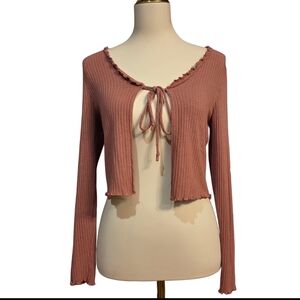 Gaze Boho Front Tie Cartigan Size Small Dusty Rose